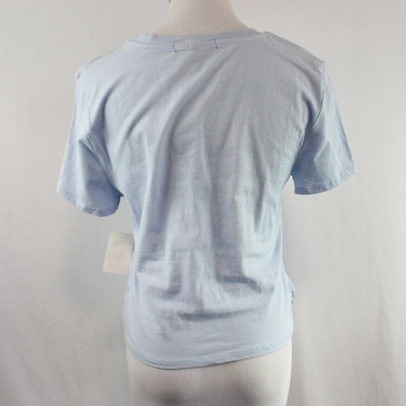 Derek Heart Crossover Hem Top Short Sleeve Tee Blue Juniors' Size Large Twist - Picture 5 of 6